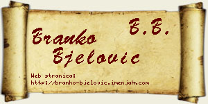 Branko Bjelović vizit kartica